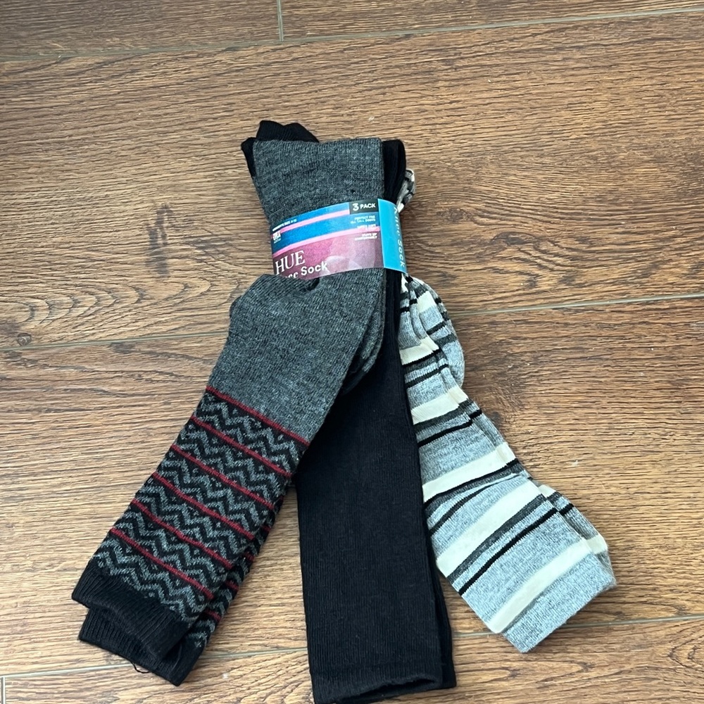 HUE Men's Dress Socks - Black, Gray, and Cream